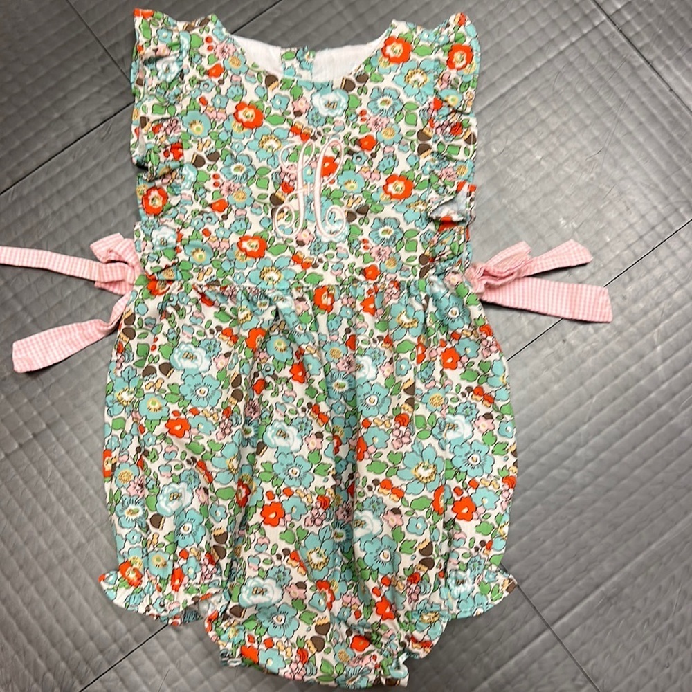 SMOCK MONKEY GIRLS SIZE 2 FLORAL ROMPER WITH EMBROIDERED H